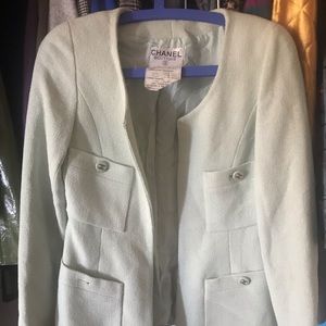 Mint green vintage Chanel blazer jacket
